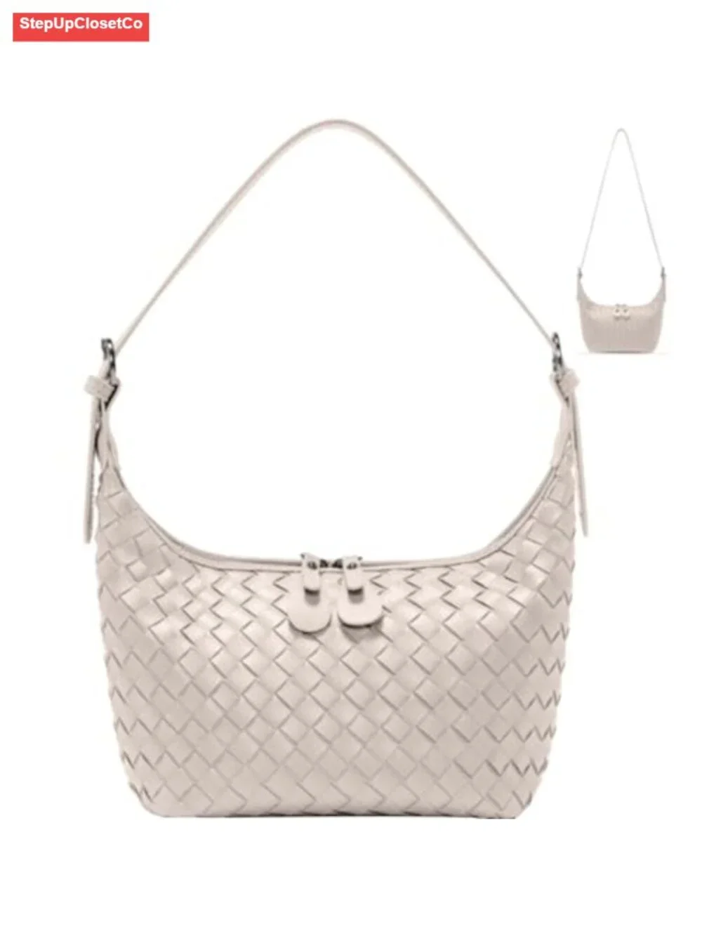 Woven Leather Hobo Shoulder Bag Crossbody Tote with Adjustable Strap
